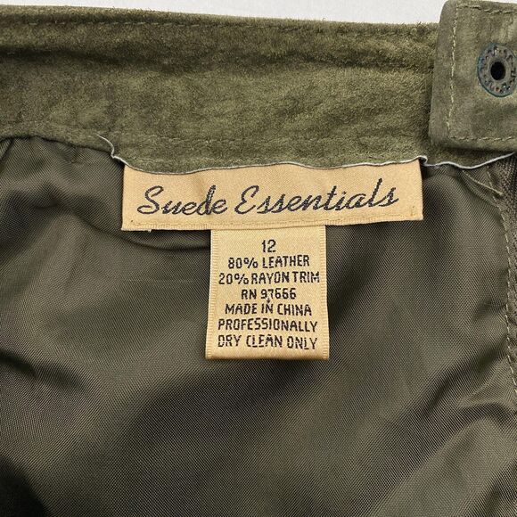 Suede Essentials Leather Patchwork Skirt Womens 12 Green Suede Boho Midi Length - Picture 7 of 9